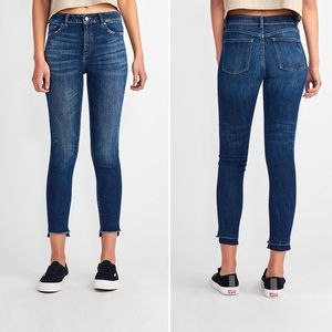 High-Rise Dark Blue Cropped Skinny Jeans